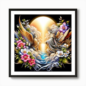 Angels And Flowers Art Print