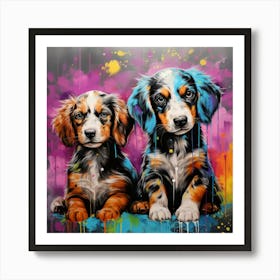 Dachshund Puppies Graffiti Art for wall decor Art Print