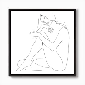 Nude Woman Sitting On The Floor Art Print