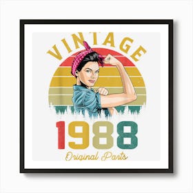 Vintage 1988 Made In 1988 34th Birthday 34 Years Old Gifts Art Print