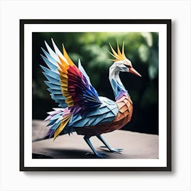 Origami majestic rainbow bird Art Print