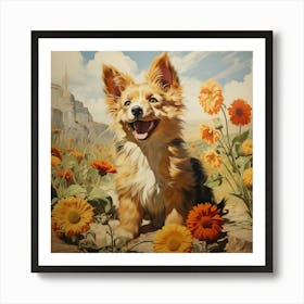 Dog In The Meadow Art Print
