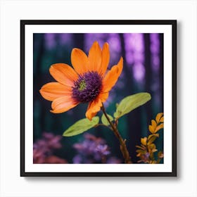 Orange Flower In The Forest Art Print