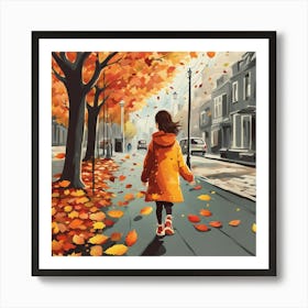 Autumn Leaf Girl Art Print