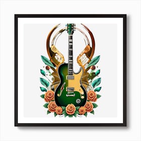 Electric Guitar With Roses 9 Art Print