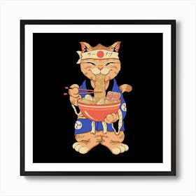 Ramen Meowster Standing Art Print