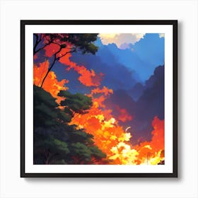 Fire In The Mountains Art Print