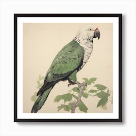 Ohara Koson Inspired Bird Painting Parrot 1 Square Art Print