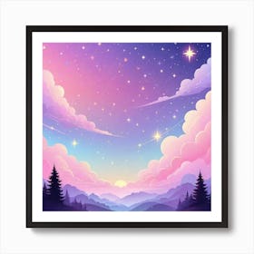 Sky With Twinkling Stars In Pastel Colors Square Composition 241 Art Print