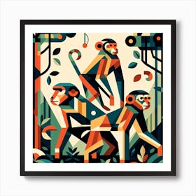 Monkeys In The Jungle 3 Art Print