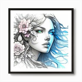 Girl With Blue Eyes 15 Art Print