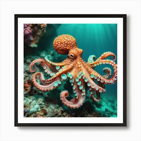 Octopus In The Ocean Art Print