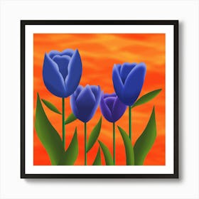 Blue Tulips 1 Art Print