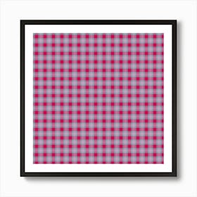 Pink Gingham Fabric 1 Art Print