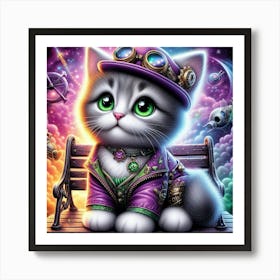 Steampunk Cat 2 Art Print