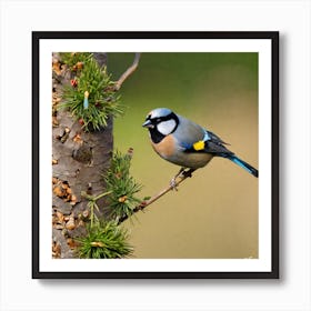 Tit on branch 30 Art Print