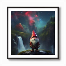 Gnome in a mushroom hat 1 Art Print