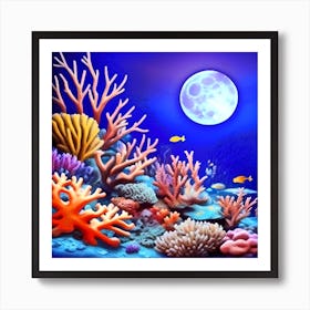 Coral Reef At Night 1 Art Print