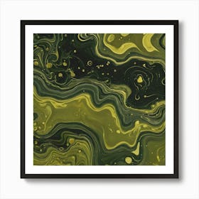 olive gold abstract wave art 7 Art Print