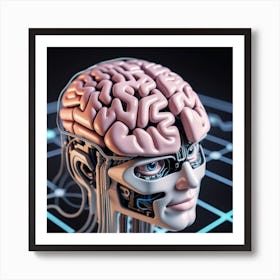 3d Rendering Of A Human Brain Art Print