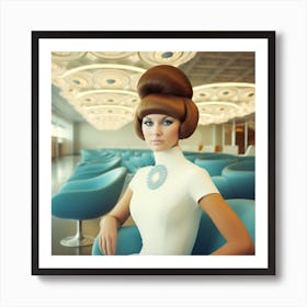 Blue Retro Mod 1960's Airport Lounge Series: #7 Art Print