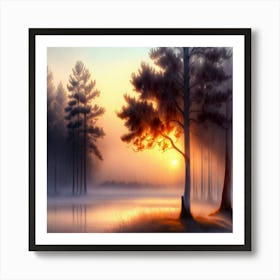 Sunrise In The Forest 7 Art Print