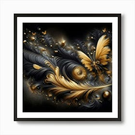 Black And Gold Butterfly 1 Art Print