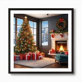 Christmas Tree In The Living Room 125 Art Print