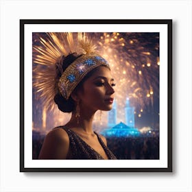 Beautiful Woman In A Costume ( pharaoh and ancient Egyptian ) Art Print