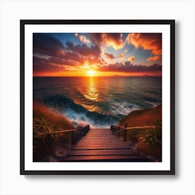 Stairs To The Ocean Art Print