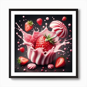 Strawberry splash 3 Art Print