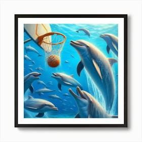 Dolphins Playing Basketball 3 Art Print