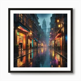 Rainy City City art print Art Print