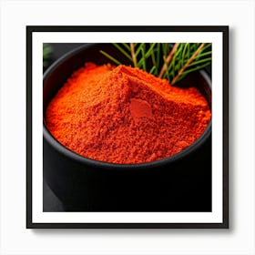 Red Chili Powder On Black Background Art Print