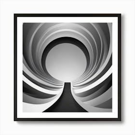 Abstract Black And White Tunnel Art Print