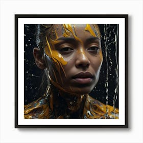 Woman Covered In Gold Paint Art Print