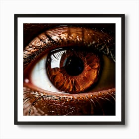 Brown Eye Human Close Up Pupil Iris Vision Gaze Look Stare Sight Close Macro Detailed (3) Art Print