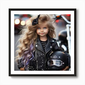 Little Girl In Leather Jacket Art Print