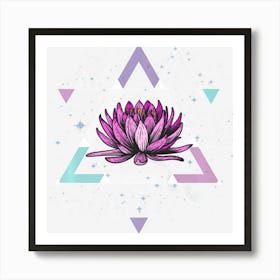 Lotus Flower Sacred Geometry Yoga Meditation Spiritual Zen Art Print