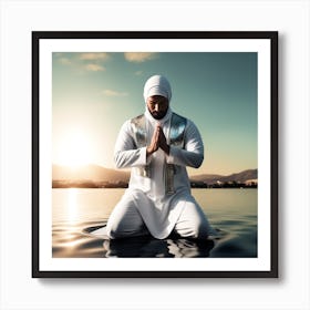 Muslim Man Praying In Water Art Print