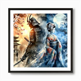 Japan Traditional Geisha Illustration By Ad 15 Art Print