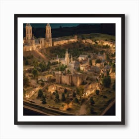 Miniature Village At Night Art Print