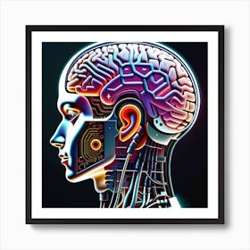 Human Brain With Artificial Intelligence 10 Art Print