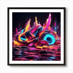 Neon Abstract Art Art Print