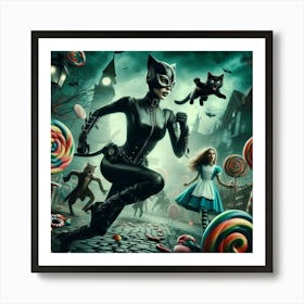 Catwoman And Lollipops 1 Art Print