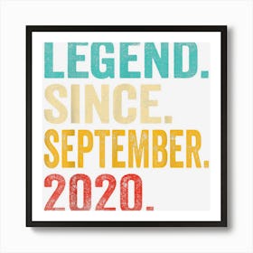 Legend Since September 2020 2 Years Old 2nd Birthday Gifts Art Print