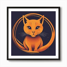 Orange Cat In A Circle Art Print