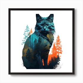 Cute Cat In The Forest Art Print