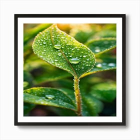 A Picture Of A Green Plant With Dewdrops On It (1) (1) Art Print