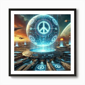 A Sci Fi Scene Peacekeeper Sphere Shield Domes Art Print